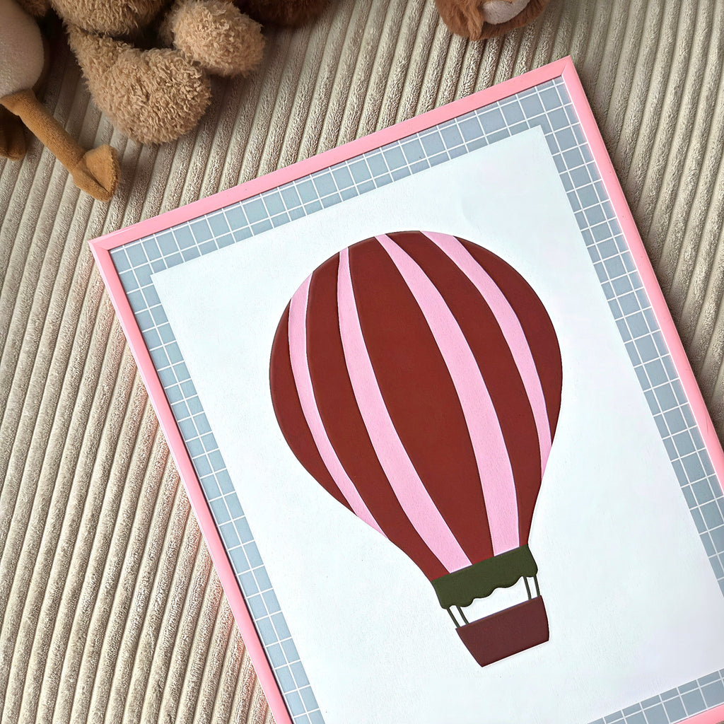 Poster Heißluftballon I in Blau und Rottönen