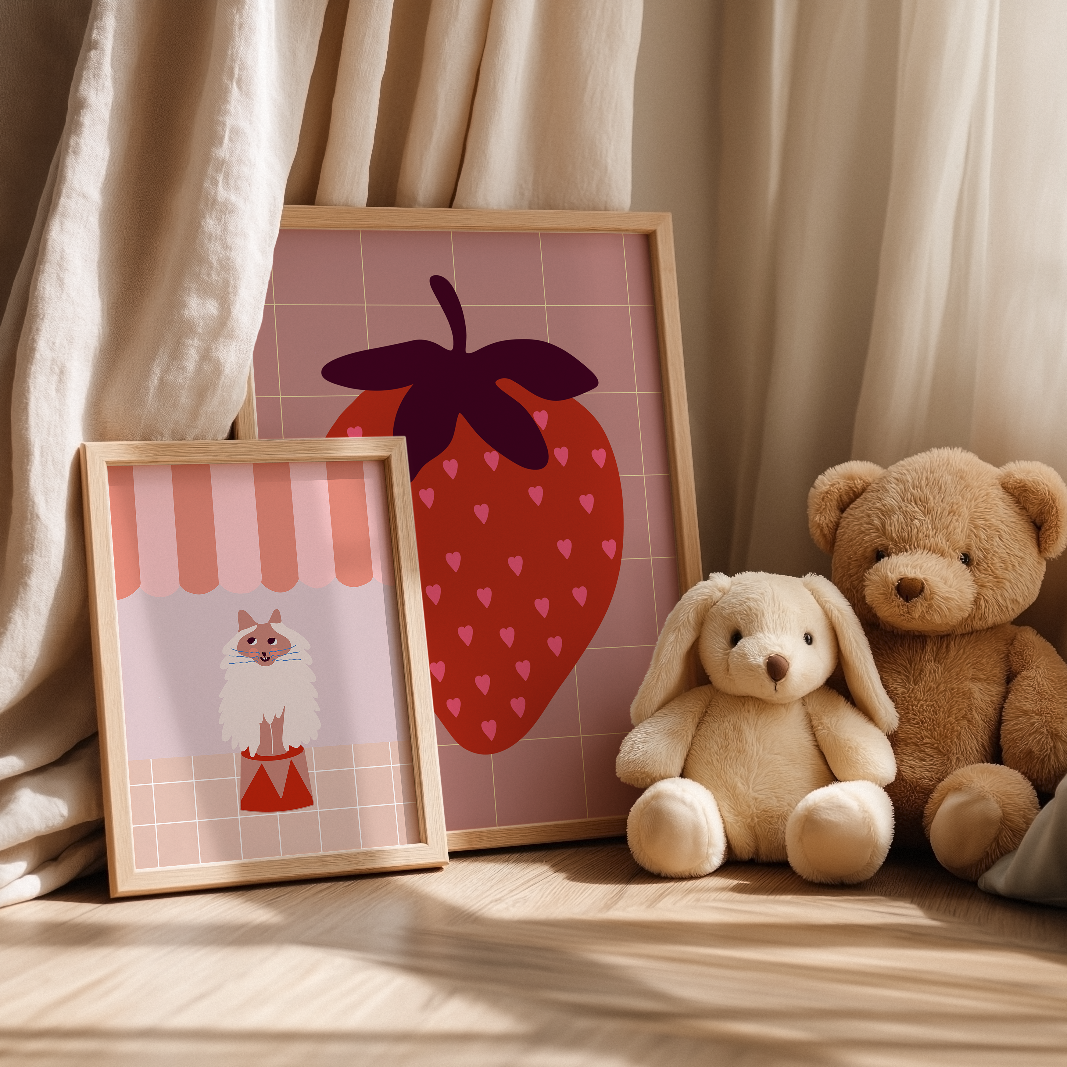 Poster Erdbeere I Herz-Design
