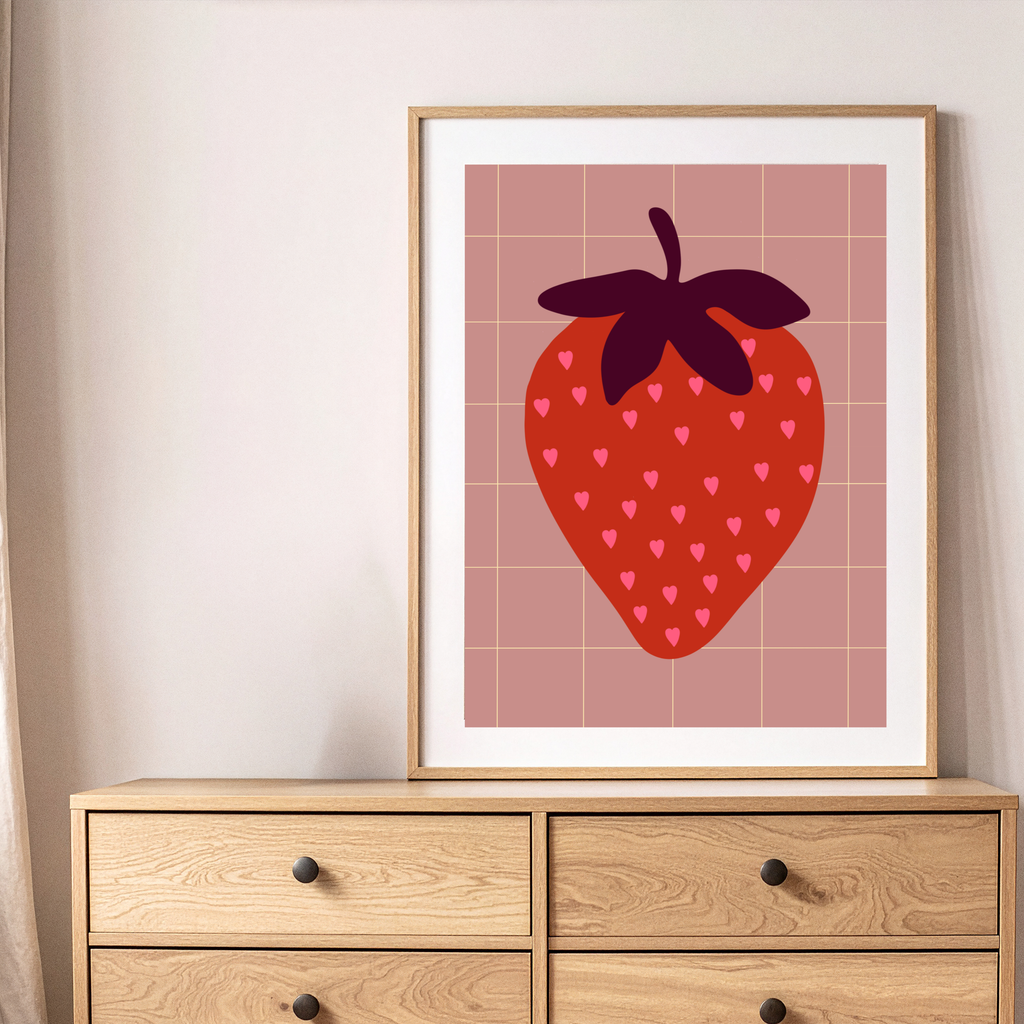 Poster Erdbeere I Herz-Design