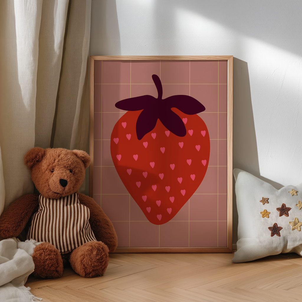 Poster Erdbeere I Herz-Design