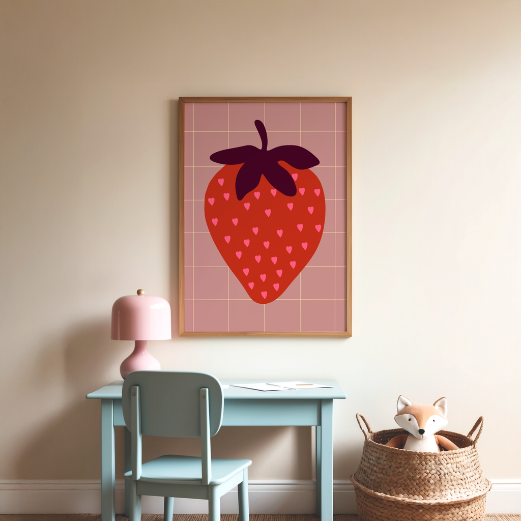 Poster Erdbeere I Herz-Design