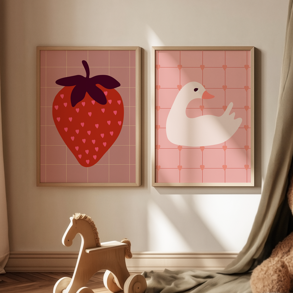 Poster Erdbeere I Herz-Design