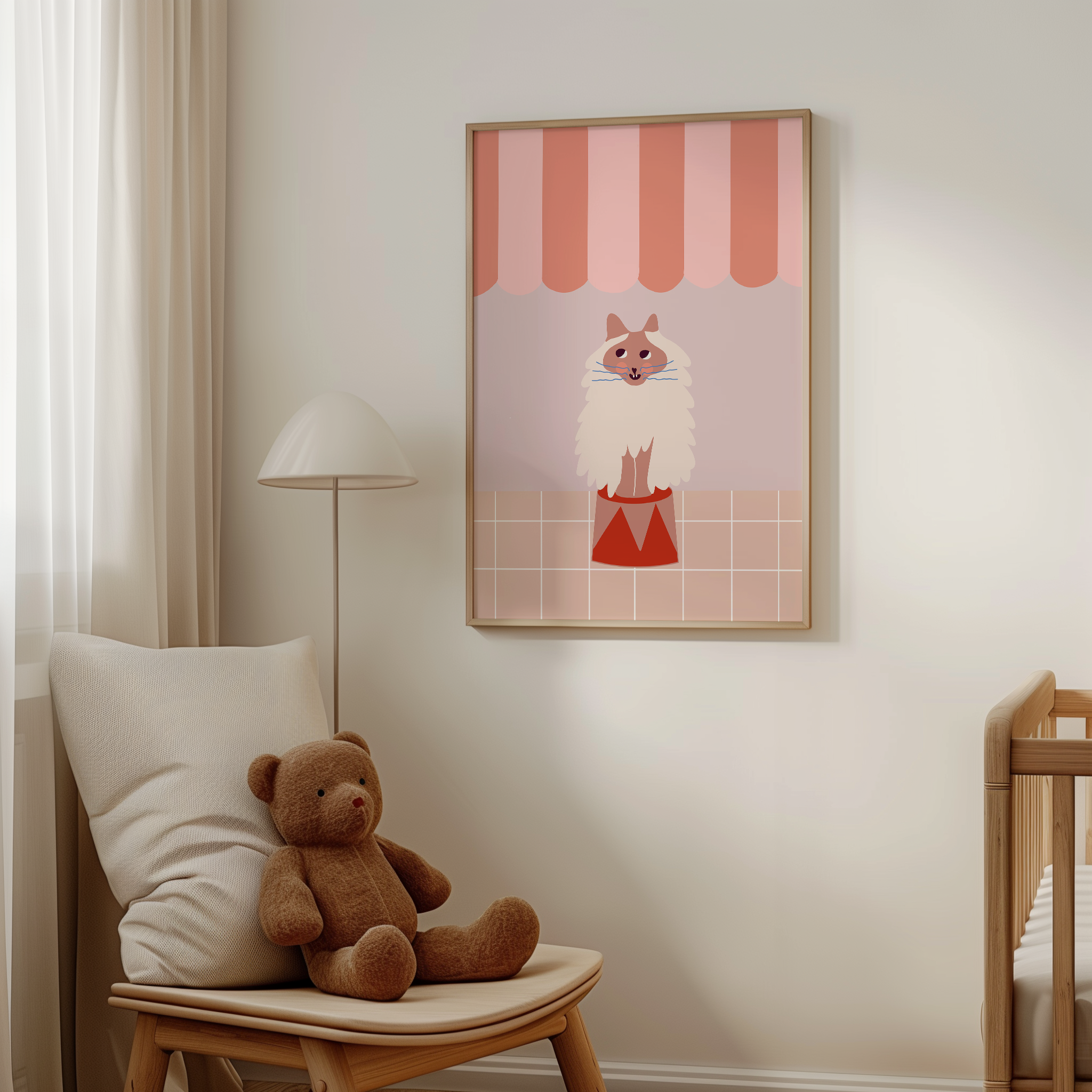 Poster Circus Cat I In Apricot-Tönen