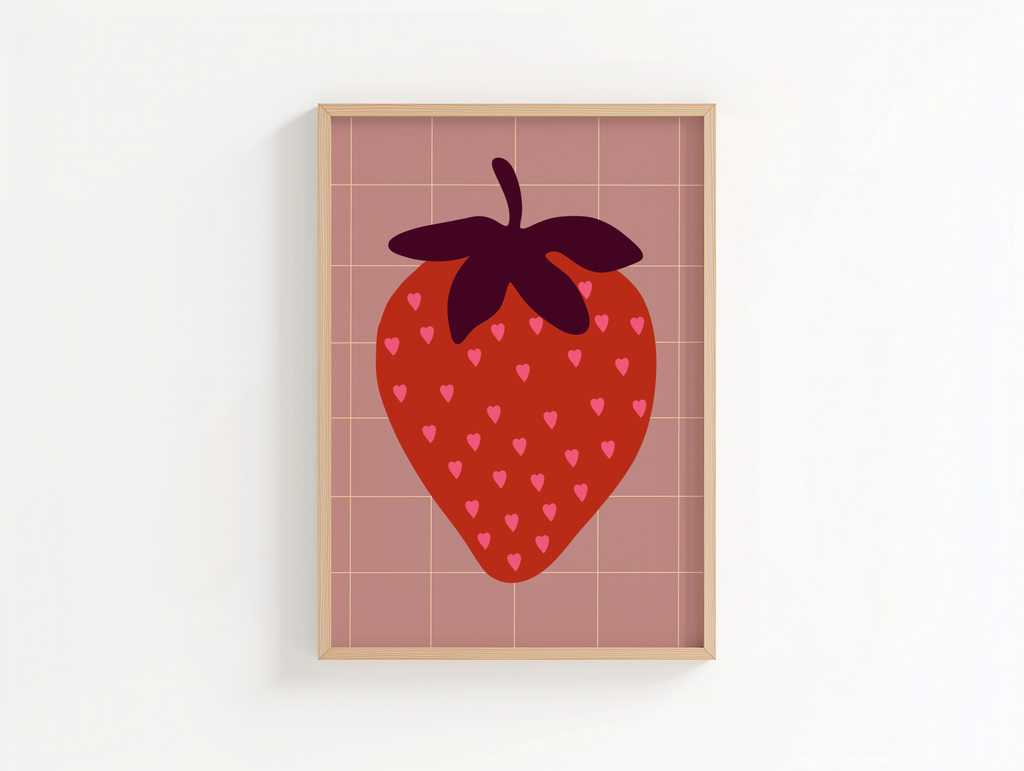 Poster Erdbeere I Herz-Design
