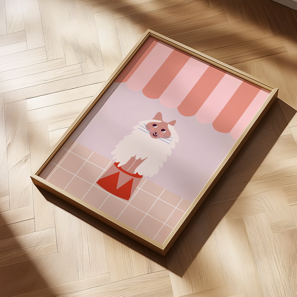 Poster Circus Cat I In Apricot-Tönen