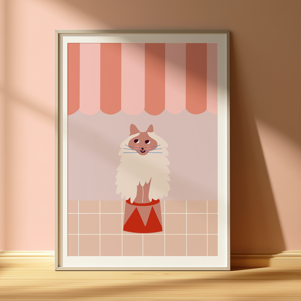Poster Circus Cat I In Apricot-Tönen