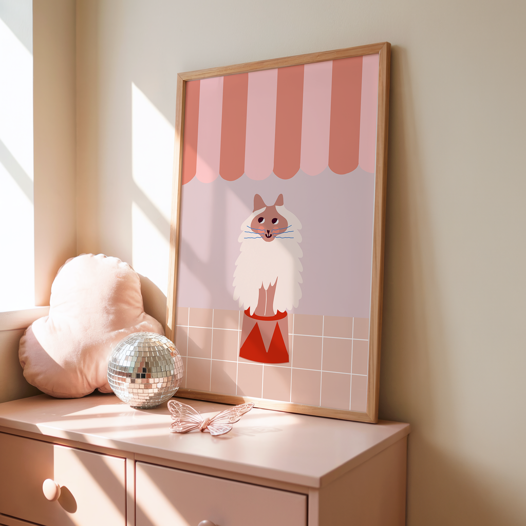Poster Circus Cat I In Apricot-Tönen