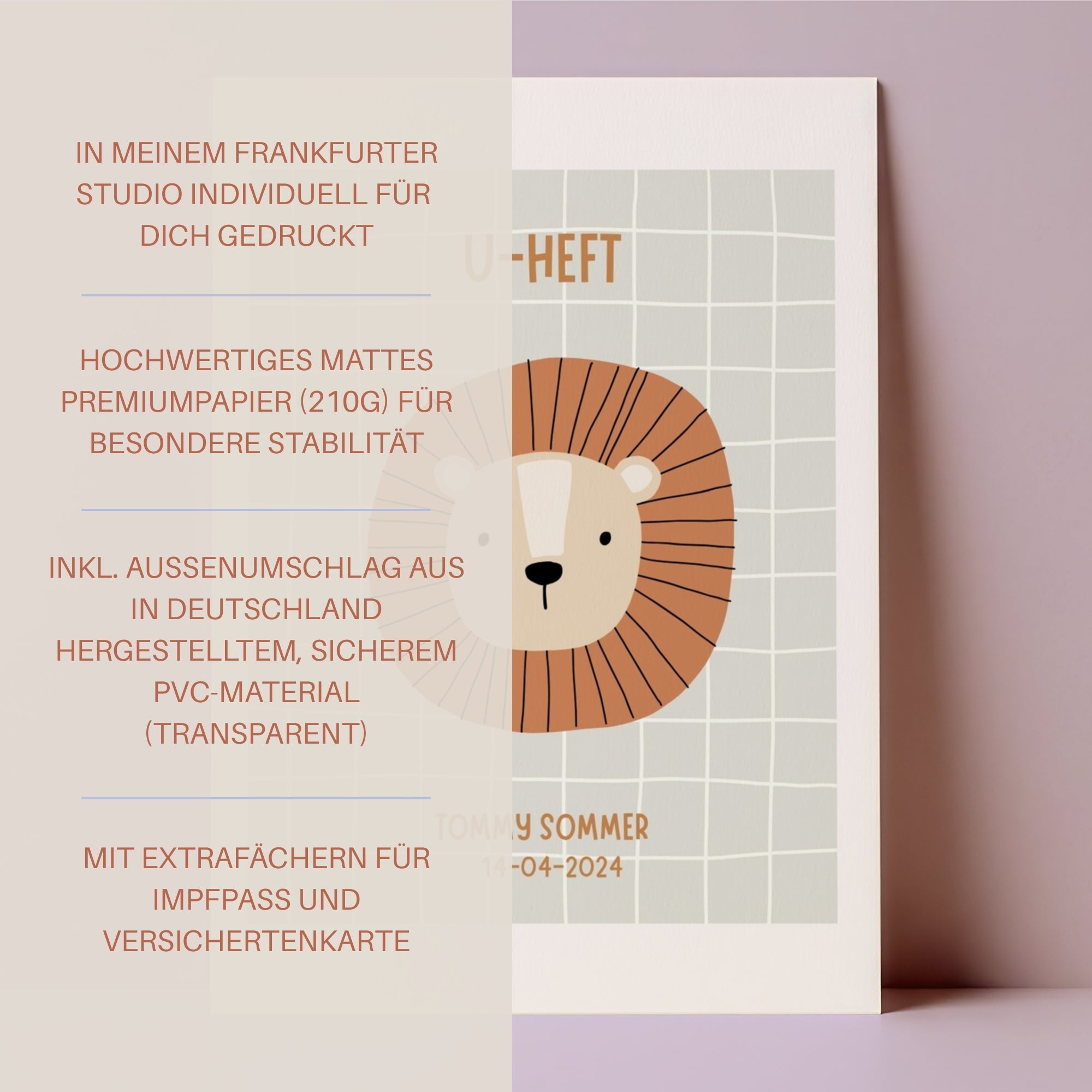 U-Heft Hülle Löwe I personalisierbar